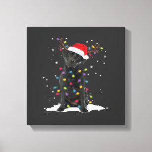 Black Labrador Xmas Dog Christmas Tree Light Class Canvas Print
