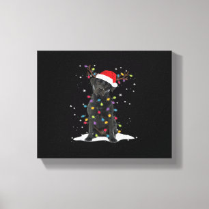 Black Labrador Xmas Dog Christmas Tree Light Class Canvas Print