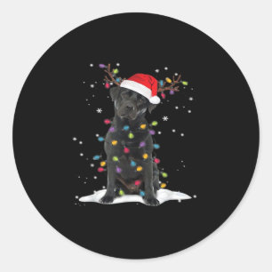 Black Labrador Xmas Dog Christmas Tree Light Class Classic Round Sticker