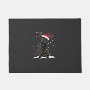 Black Labrador Xmas Dog Christmas Tree Light Class Doormat