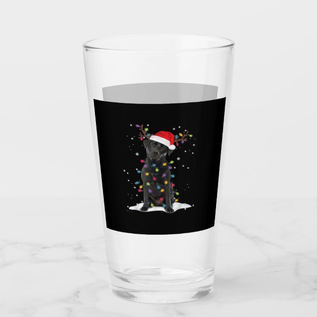 Black Labrador Xmas Dog Christmas Tree Light Class Glass (Front)