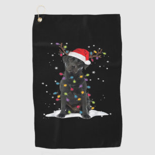 Black Labrador Xmas Dog Christmas Tree Light Class Golf Towel