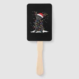 Black Labrador Xmas Dog Christmas Tree Light Class Hand Fan