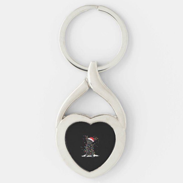 Black Labrador Xmas Dog Christmas Tree Light Class Keychain (Front)