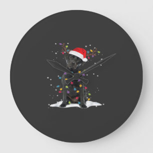 Black Labrador Xmas Dog Christmas Tree Light Class Large Clock