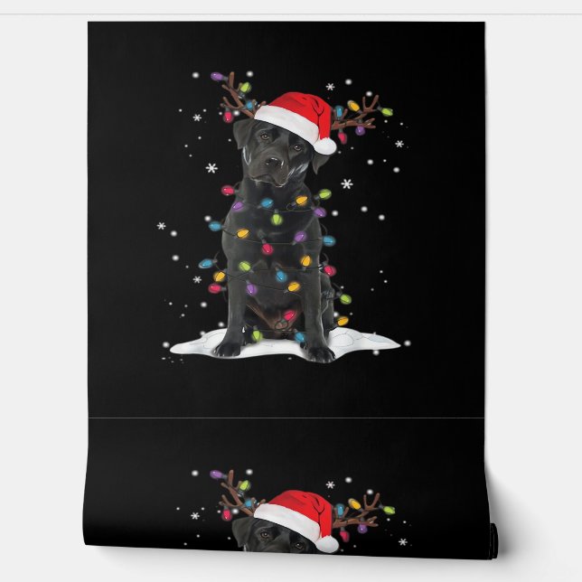 Black Labrador Xmas Dog Christmas Tree Light Class Wallpaper (Unrolling)