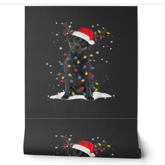 Black Labrador Xmas Dog Christmas Tree Light Class Wallpaper