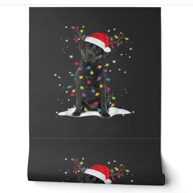 Black Labrador Xmas Dog Christmas Tree Light Class Wallpaper (Unrolling)