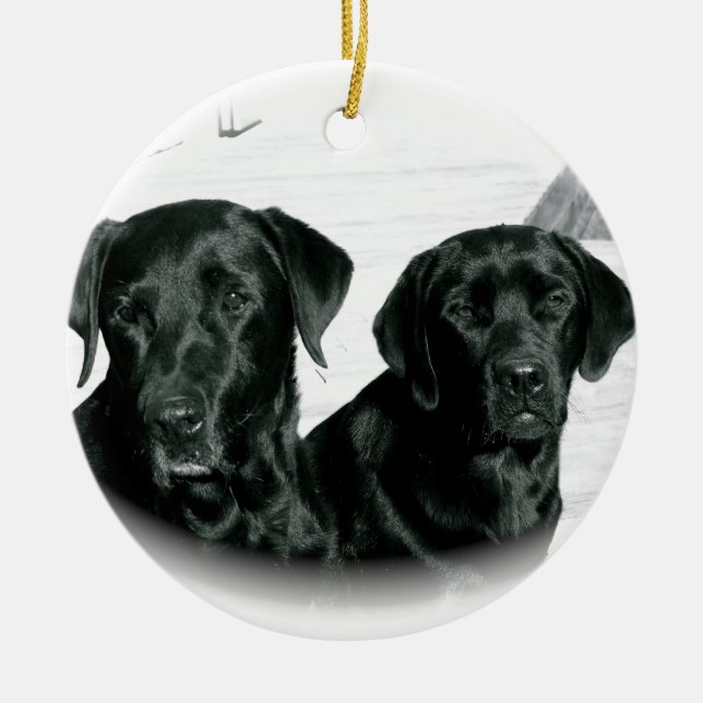 Black Labs Ceramic Ornament (Front)