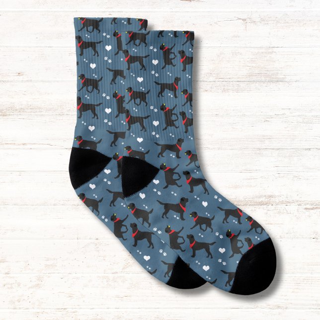 Black Labs Labrador Retriever Hearts Marine Blue (Black Labs Socks)
