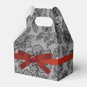Black Lace 1 and Red Satin Favor Box