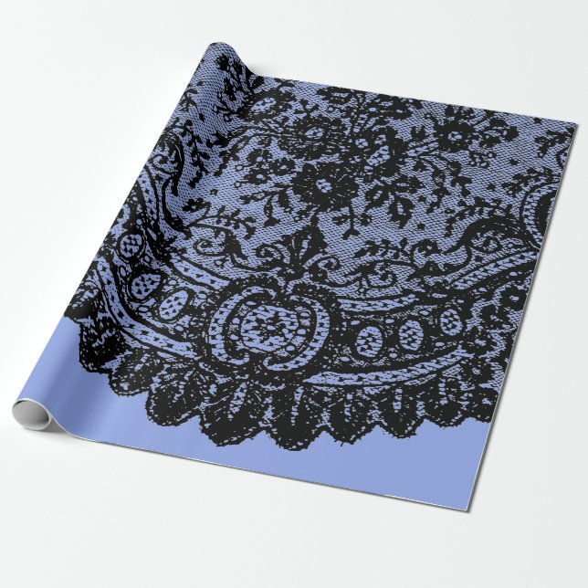 BLACK LACE AND BLUE WRAPPING PAPER (Unrolled)