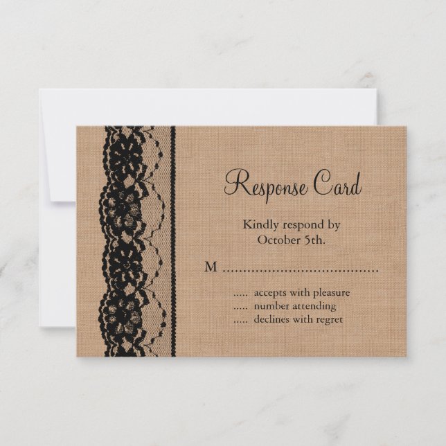 Black Lace and Burlap RSVP (Front)