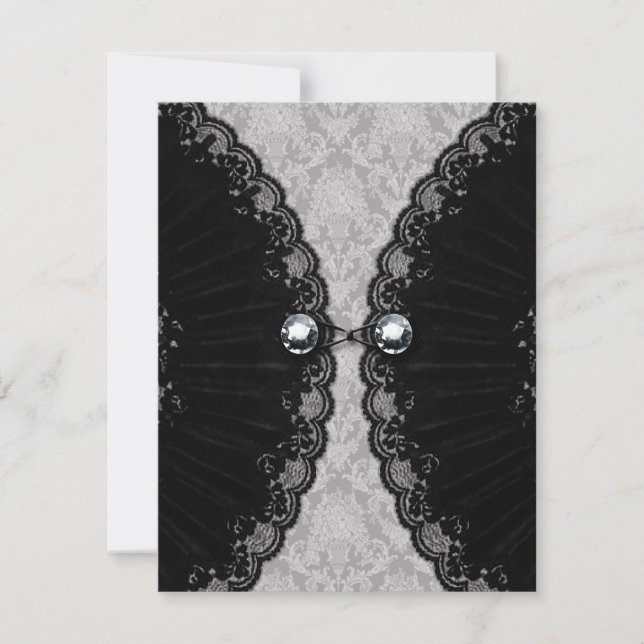 Black Lace and Diamond Look Goth Wedding Invitation (Front)