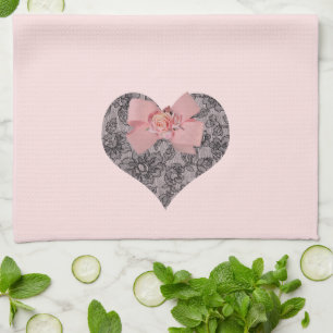 Black Lace and Roses Kitchen Towel