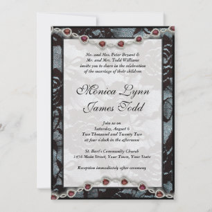 Black Lace and Rubies Wedding Invitation