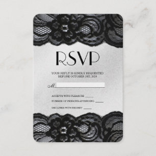 Black Lace and Satin RSVP Card