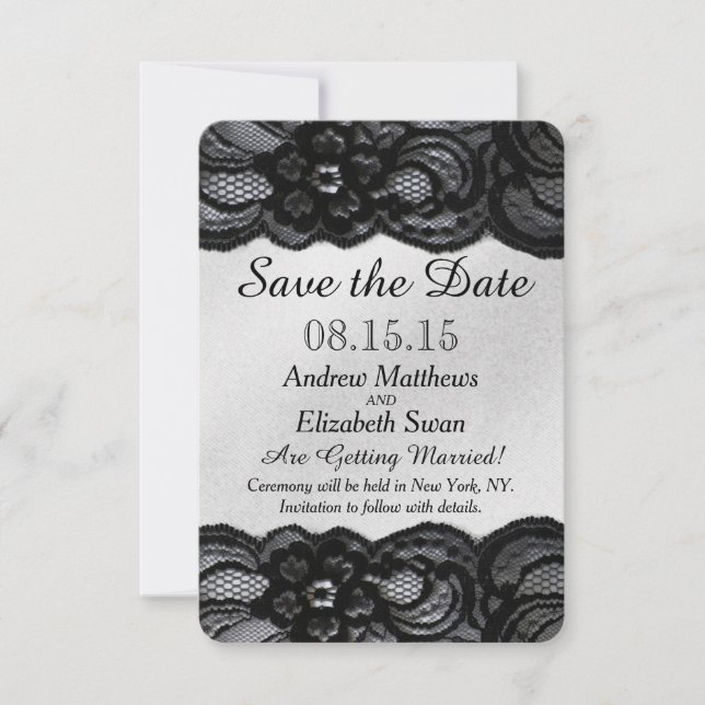 Black Lace and Satin Save the Date (Front)