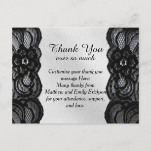 Black Lace and Satin Thank You Cards