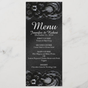 Black Lace and Satin Wedding Menu Card