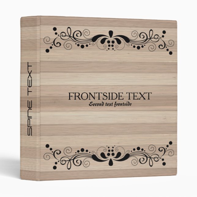 Black Lace Blonde Wood Stripes Pattern Binder (Front/Spine)