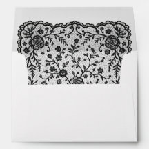 Black Lace Bridal Shower Invitation Envelope