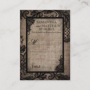 Black Lace Burlap Moderne Goth Mariage Cartes de P