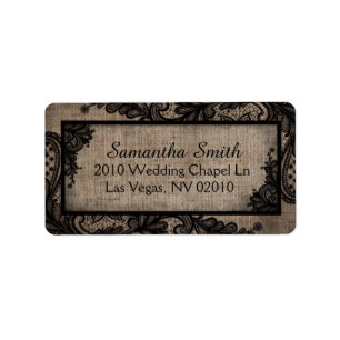 Black Lace Burlap Moderne Goth Mariage Étiquettes