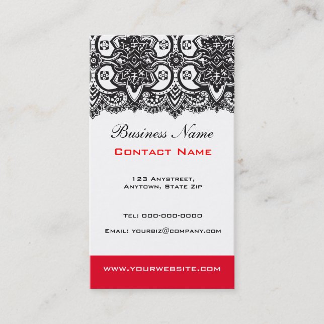 Black Lace Business Card (Front)