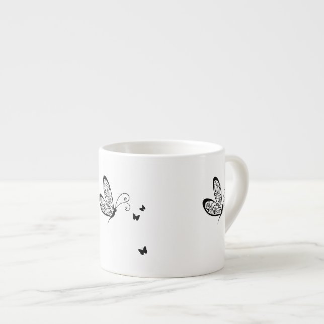 Black Lace Butterflies 1 Espresso Cup (Front Right)