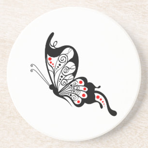 Black Lace Butterflies 2 Coaster