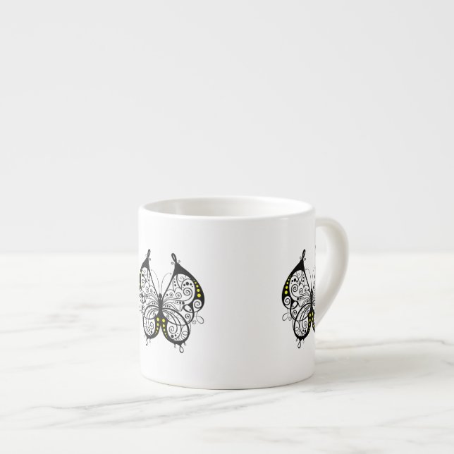Black Lace Butterflies 5 Espresso Cup (Front Right)