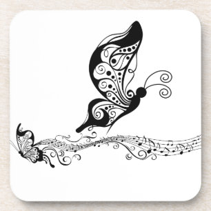 Black Lace Butterflies 6 Musical Coaster