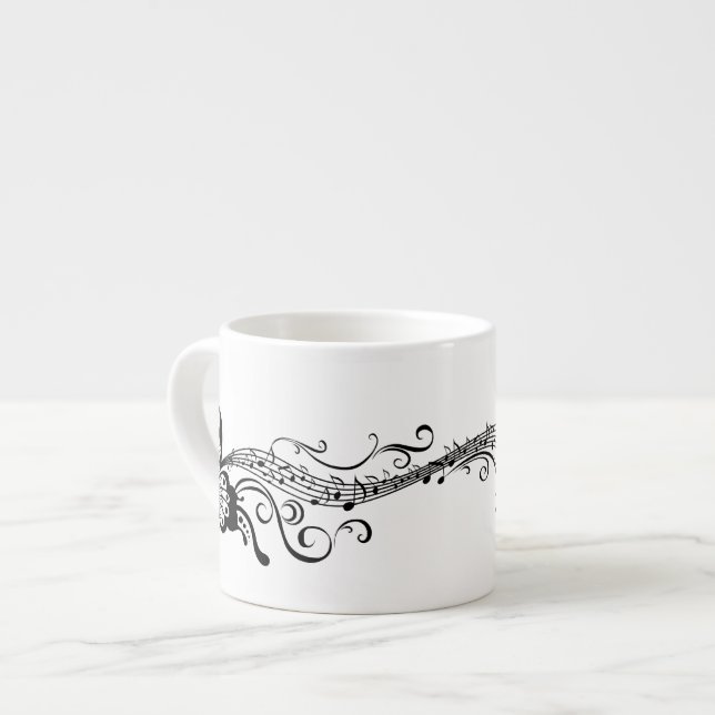 Black Lace Butterflies 6 Musical Espresso Cup (Front Left)