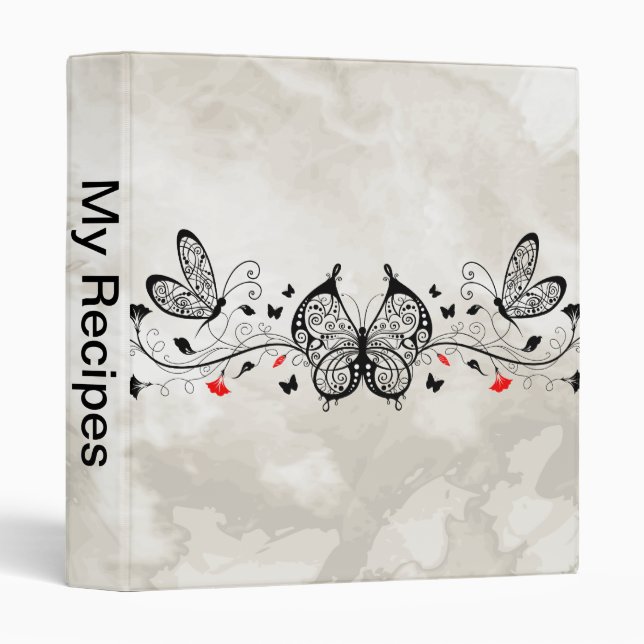 Black Lace Butterflies 7 Binder (Front/Spine)
