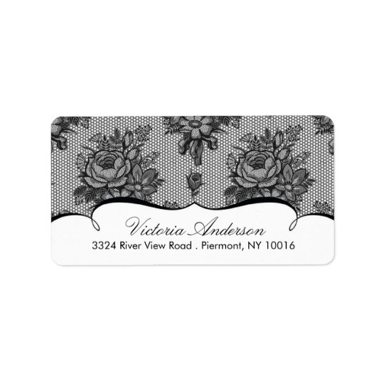 Black Lace Damask Return Address Labels.