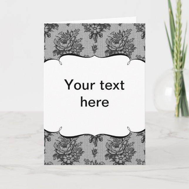Black Lace French Background Folding Card (Front)