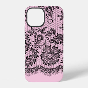 Black Lace Fringe On Pink Case-Mate iPhone Case