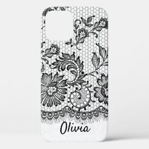 Black Lace Fringe On White Case-Mate iPhone Case