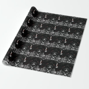 Black Lace Goth Red Flower Weird Art Wrapping Paper