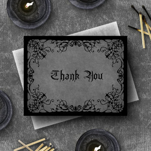 Black Lace Gothic Wedding Thank You Card