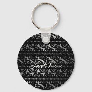 Black Lace Grey and White Gradient Personalized Keychain