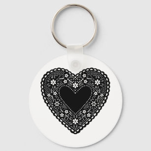 Black Lace Heart Keychain