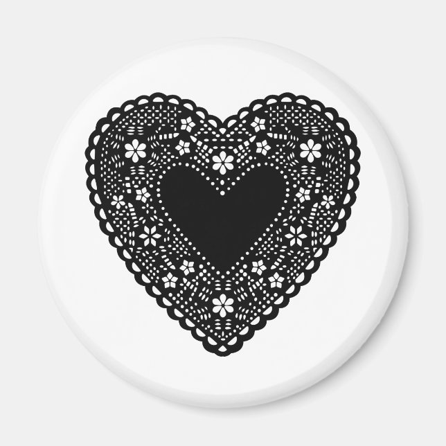 Black Lace Heart Magnet (Front)