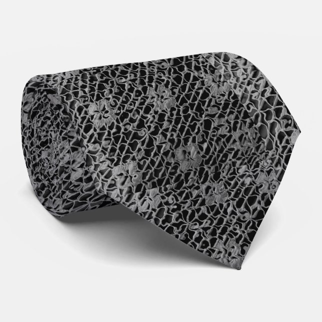 BLACK LACE-LOOK TIE (Rolled)