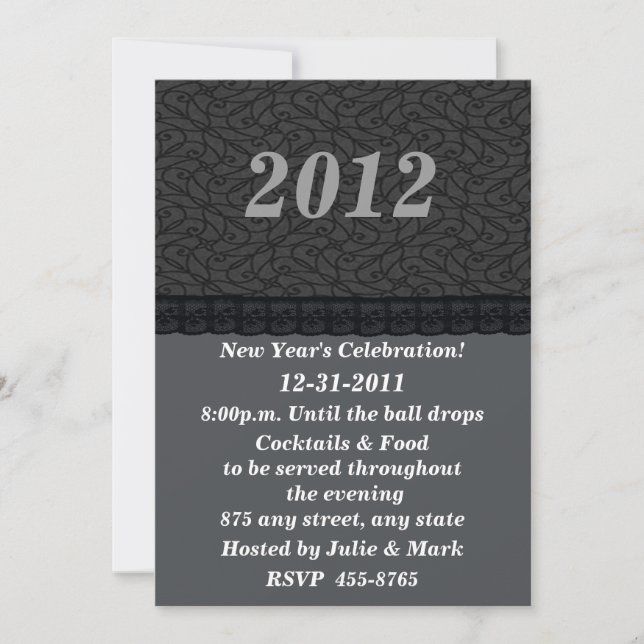 Black Lace New Year's Invitation (Front)