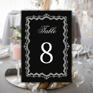 Black Lace Old Money Elegant Classy Wedding Table Number