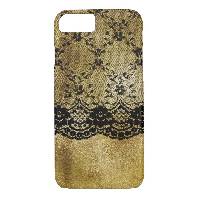 Black lace on gold glitter Case-Mate iPhone case (Back)