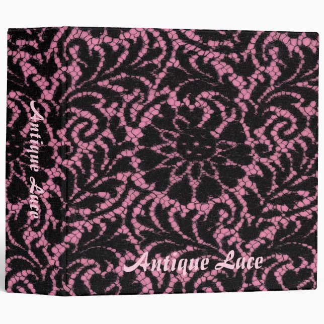 Black lace on pink binder (Front/Spine)
