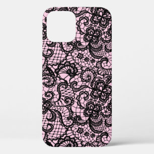 Black Lace On Pink Case-Mate iPhone Case